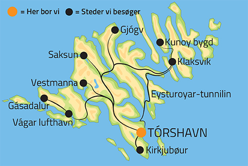 Kort over rejsen Fabelagtige Frerne